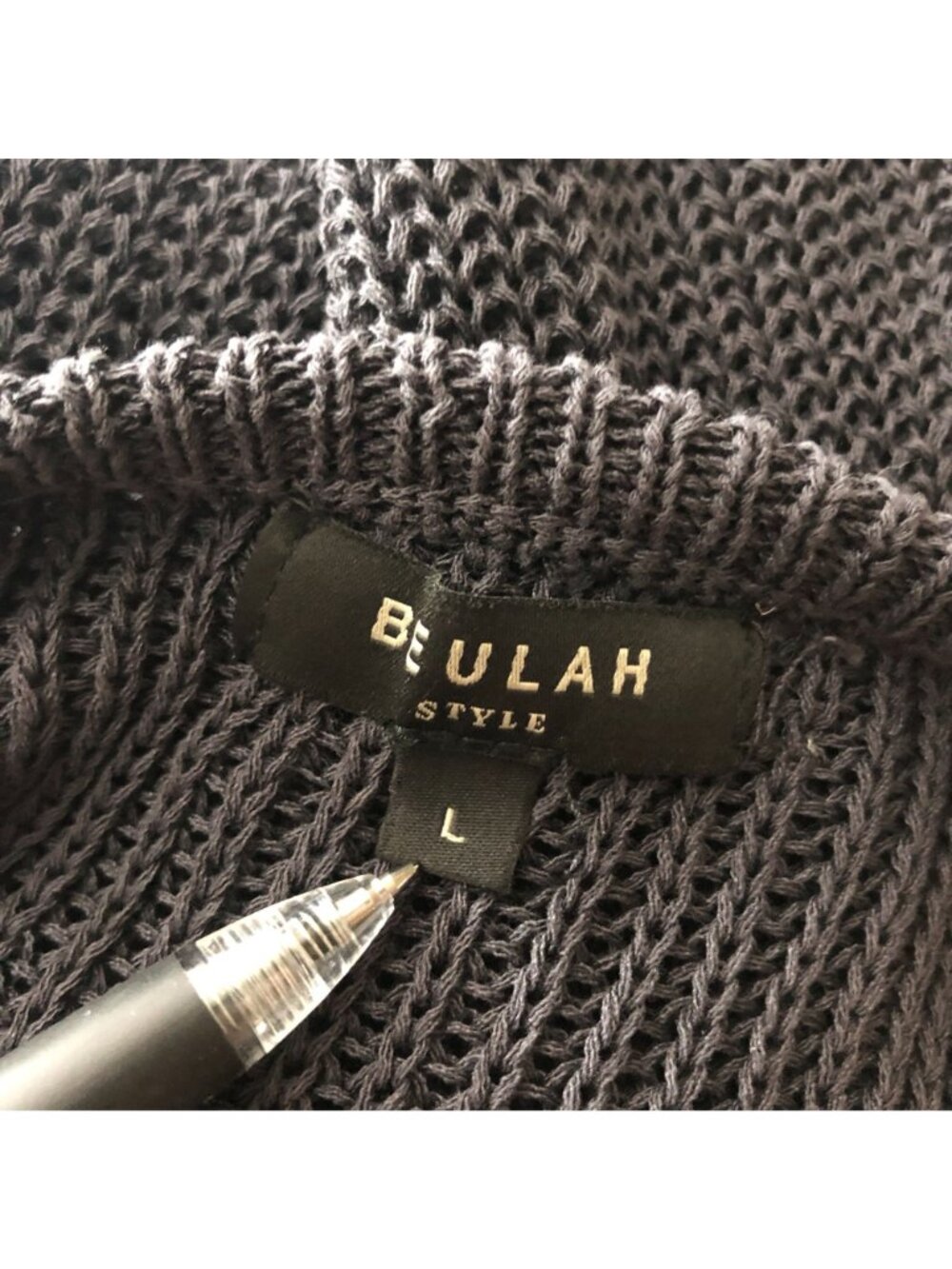 Beulah Open Knit Midi Dress Sleeveless Gray High Neck L - Picture 3 of 4